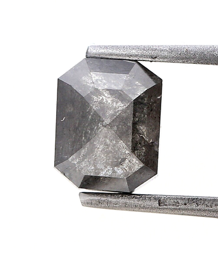 gray emerald cut natural diamond loose salt pepper 1.99TCW 7.5x6 mm - Picture 2 of 18