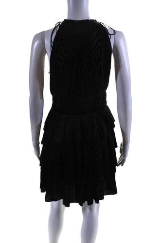 Ulla Johnson “Cecily” Black Tiered Satin Mini Dress ~ Sz 6 - Picture 4 of 7