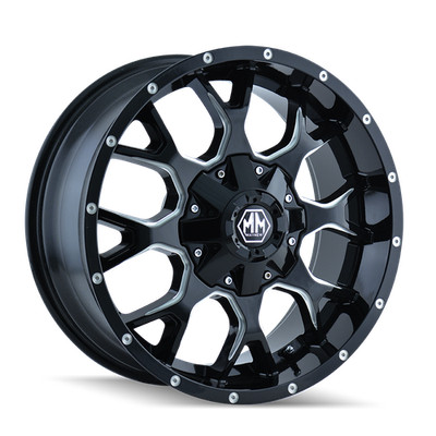 17x9 Mayhem Warrior Black W/Milled Spokes Wheel 6x4.5/6x5.5 (18mm)