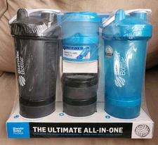 Blender Bottle Prostak 2-Pack w/ Extra Connect Jars Blender Ball BPA Free New