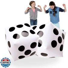 Novelty Place 2 Pcs Jumbo Inflatable Dice, 20" White and Black Giant Dice for