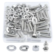 1/4-20 X1 Hex Head Screw Bolt(20Pcs), Lock Nuts,Flat & Lock Washers Kits,304 Sta