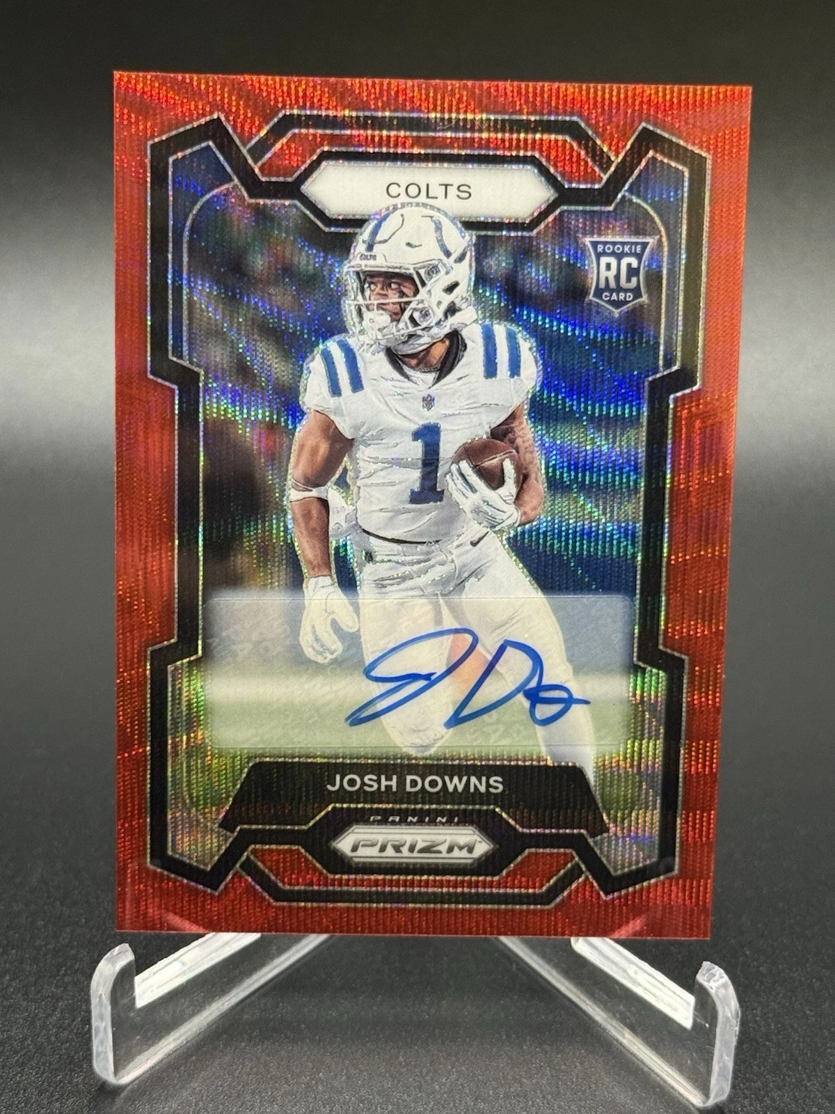 2023 Panini Prizm Josh Downs#345 RC Colts RED WAVE ROOKIE AUTO /149