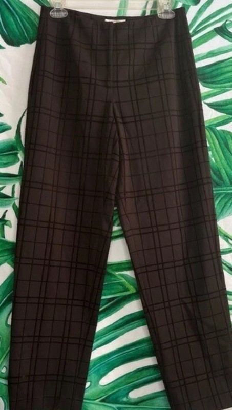 Brown Velvet Plaid Accent Dress Pants 6P