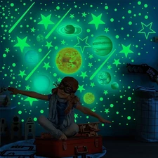 Glow in the Dark Stars and Planets Space Decor Bright Solar System Wall Stickers