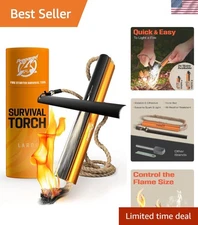 Survival Fire Starter - Patented Flint with Waterproof Wick for All Weather