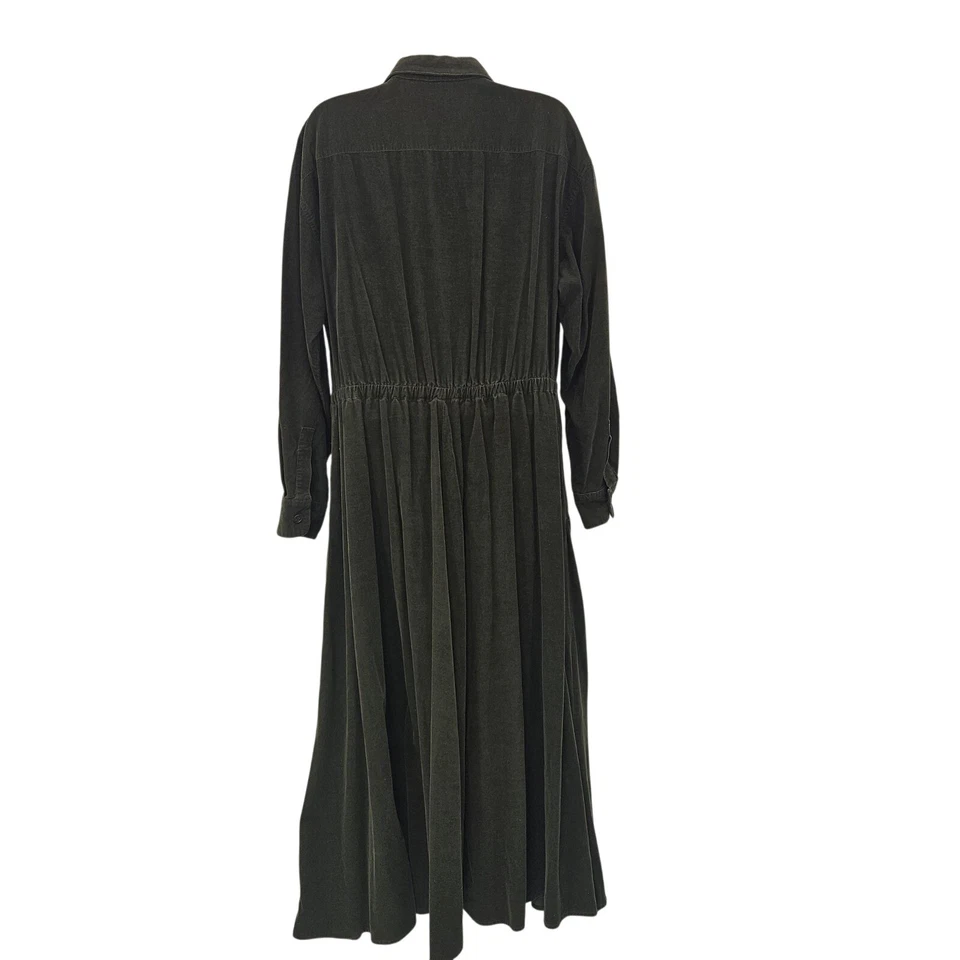 Maxi Camisa Vestido De Colección J Crew Mujer L Verde Pana Vestido Botón Delantero Años 90 Y2K Foto 4 de 4