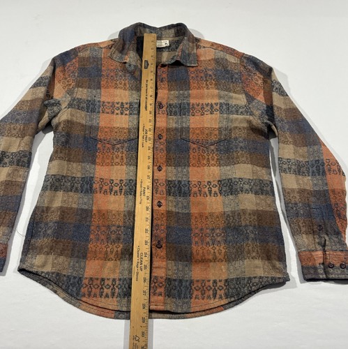 Carbon 2 Cobalt Shirt Mens Button Up Plaid Check Brown Textured Long Sleeve Sz M - Picture 3 of 8