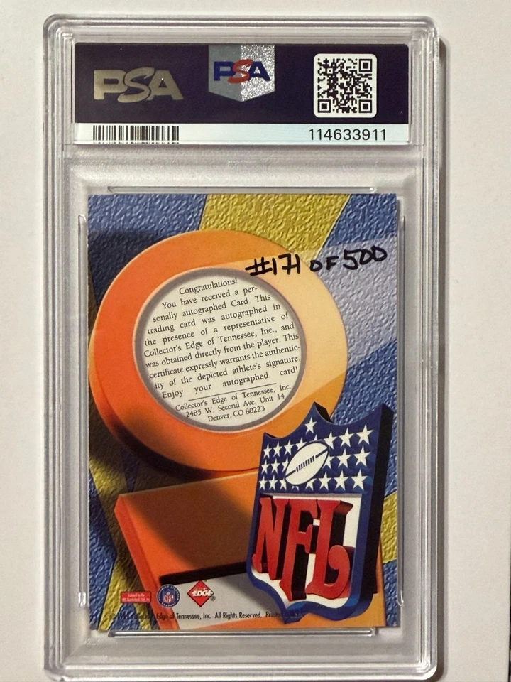 1999 Collectors Edge Peyton Manning Masters Pro Signatures PSA AUTHENTIC  #/500 - Image 2 of 2
