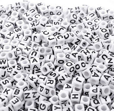 Alphabet Beads, 1000PCS White Letter Beads Number Cube Beads for Jewelry Making