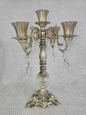 Vtg Ornate Candelabra Cast Metal MCM Victorian Revival, Hollywood Regency  Dilly