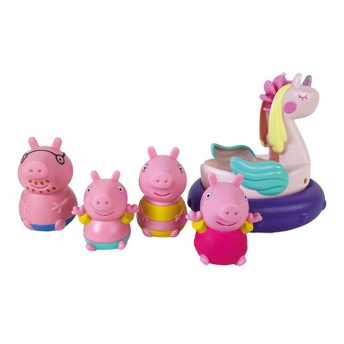 TOMY Toomies Papa Wutz, Mama Wutz, Peppa & George Badespritzer & Peppa's Einhorn