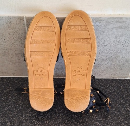 * VALENTINO GARAVANI ROCKSTUD (ITALY) GRAINED LEATHER FLAT ESPADRILLES UK 4 (37) - Picture 16 of 17
