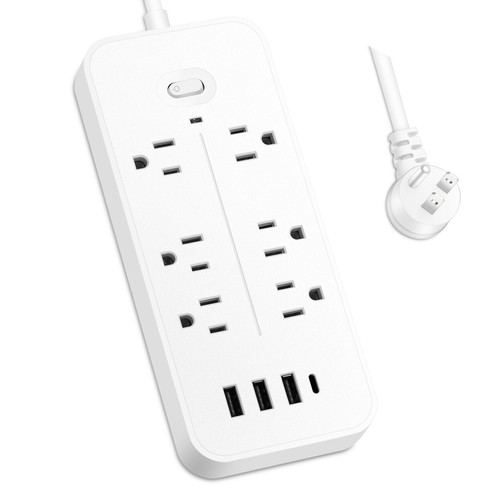 `Power Strip 6 Outlet Protector Power Strip With 3 USB Ports 1 Type C Ch - Picture 10 of 12