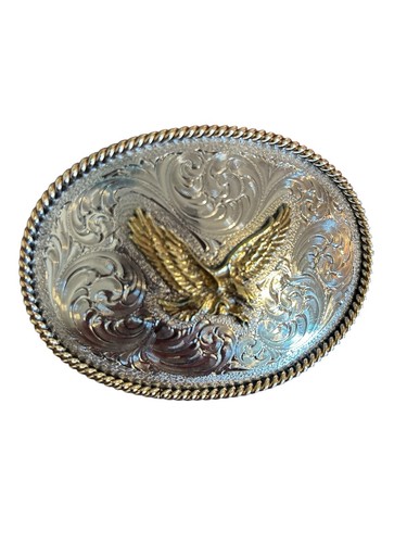 Vintage Montana Silberschmiede fliegender Adler Western Gürtelschnalle Sterlingsilber Pl - Bild 10 von 10