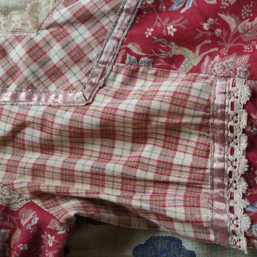 🦌 Vtg 70s Gunne Sax Deer Dress Floral XS 5 Print Red Lace Fawn Plaid Tartan 60s - Picture 12 of 24