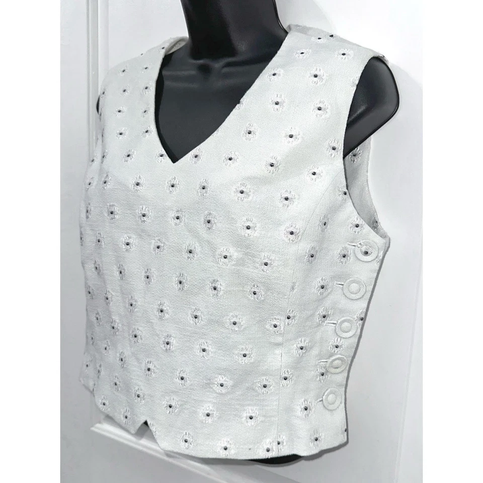 Vintage Christian Dior Light Gray Women’s Vest with buttons 90s SZ 12 - Image 2 of 4