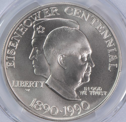 1990-W Eisenhower Commemorative Dollar MS70 PCGS Blue Label - Picture 3 of 5