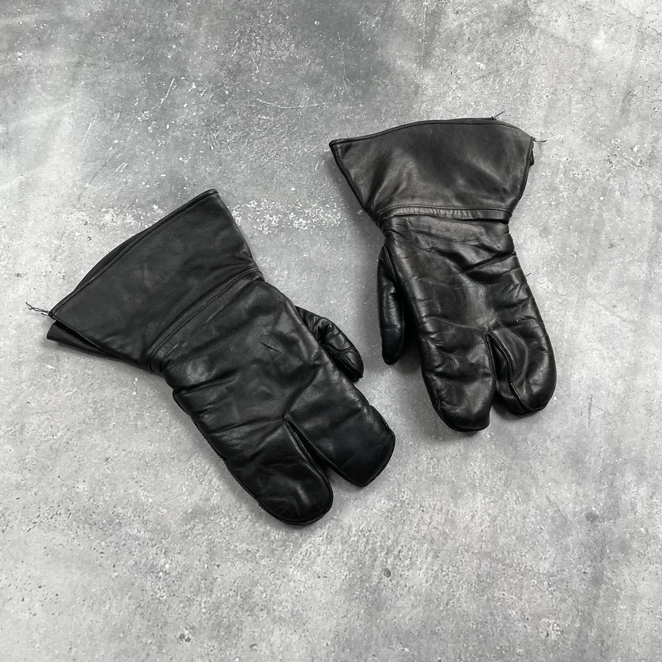 Винтажные немецкие мотоциклетные кожаные перчатки Tabi 80-х черные размер 9 1/2 - Изображение 2 из 4