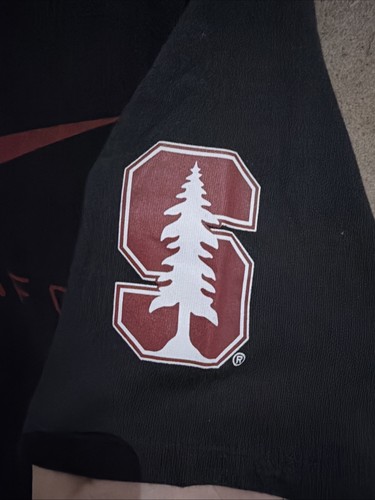 NWT Nike Stanford Dri-Fit Officially Licensed Logo Swoosh Athletic Black Tee S - Picture 2 of 8