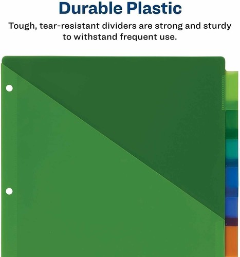 Avery 8-Tab Plastic Binder Dividers with Pockets, Insertable Multicolor 3 sets - Picture 2 of 5