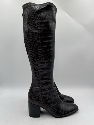 Franco Sarto Women's Talfer Knee High Burgundy Croc Print Boot Size 9.5M