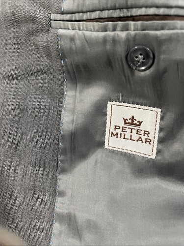 Peter Millar Hombre Blazer Lana Dos Botones Doble Ventilación Gris Chaqueta 42S - Imagen 2 de 12