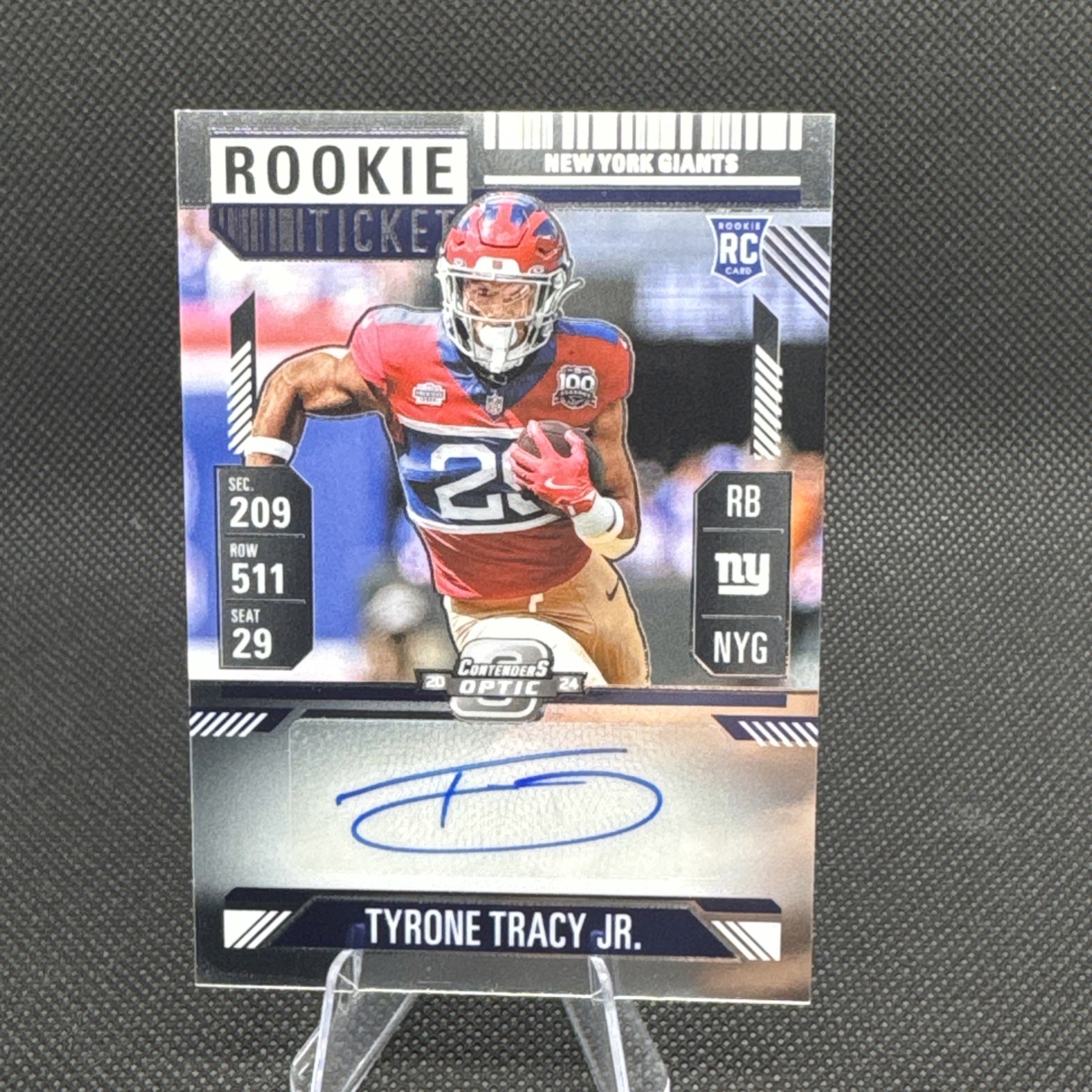 Tyrone Tracy Jr 2024 Panini Contenders Optic Football Rookie Ticket RC Auto #166