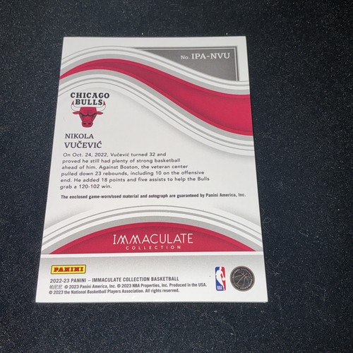 2022-23 Immaculate Nikola Vucevic Patch Auto Red #10/25 Bulls - Picture 2 of 2
