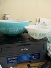 Vintage Pyrex Amish Butterprint Turquoise 441,442,443444 Cinderella Mixing Bowls