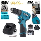 10.8V 3/8" Cordless Hammer Drill Brushless Impact Driver with 2 Battery &Charger