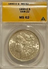 1890 O Morgan Silver Dollar ANACS MS62 VAM-22 Better Date Morgan