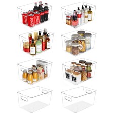 Clear Plastic Storage Bins 8 Pack - Pantry Organizers and Storage, Fridge Org...