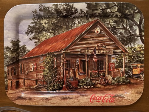 1998 Coca-Cola Metal Tray THE OLD SAUTEE STORE Signed Artist Jeanne Mack Georgia