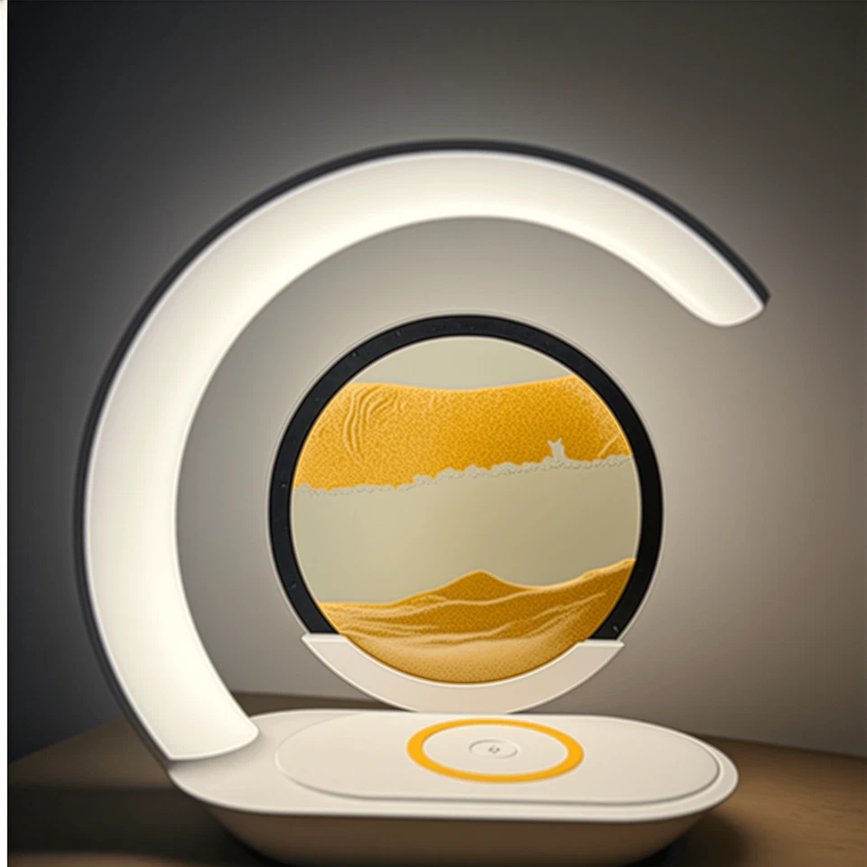 LED-Tischlampe - Innovative 3D-Sanduhr mit kabelloser Ladefunktion und LED-Nacht - Bild 3 von 4