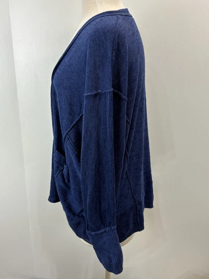Cárdigan suéter Free People M Days Like This mezcla de lino azul grunge holgado Foto 2 de 4