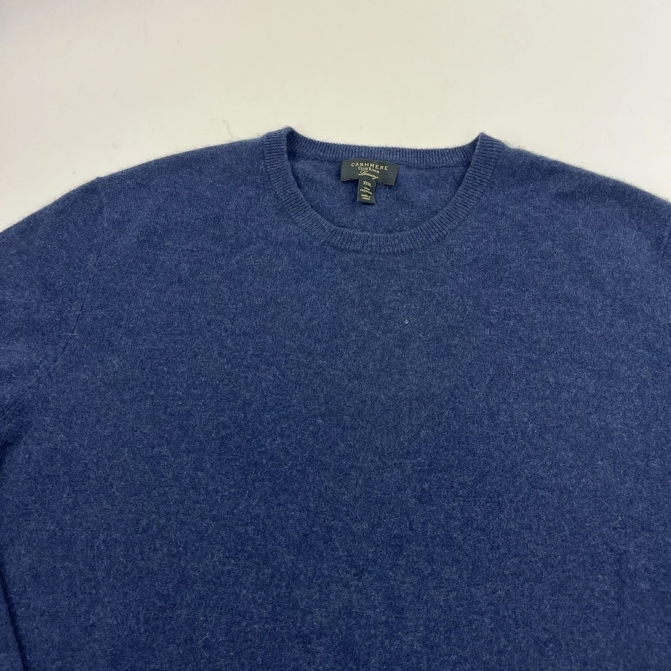 Клубная комната роскошь 100% кашемир синий Crewneck пуловер свитер мужской XXXL - Изображение 2 из 4