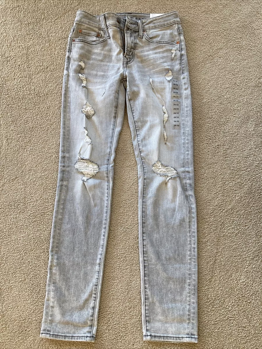 NWT American Eagle Women's Sz 28/32 Airflex Skinny Jeans Distressed Gray  Ripped