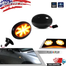 2x Black Union Jack Amber LED Front Side Marker Lights For 2006-2014 MINI Cooper