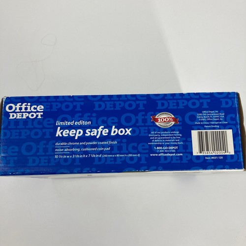 Office Depot Keep Safe Box Locking Cash Valuables Privacy Black Chrome Metal NEW - Picture 6 of 6