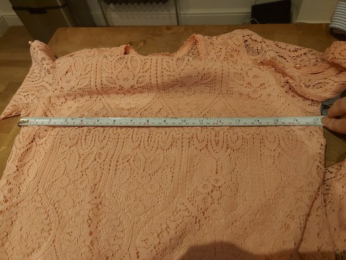 Issac Mizrahi Live! Pfirsichspitzenkleid mit Perlendetail Ärmel Größe XS - Bild 7 von 8