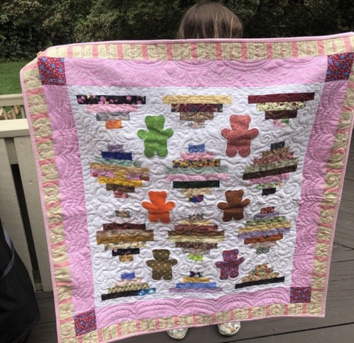 Quilt Patchwork Baby Bears Homemade 100% Cotton - Picture 2 of 4
