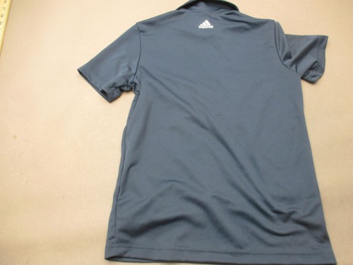 ADIDAS Size M Boys Blue 1/2 Button Stretch Collared Short Sleeve Polo Shirt 232 - Picture 6 of 7
