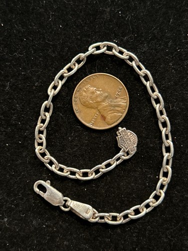 BRACCIALE CHARM HARLEY DAVIDSON ARGENTO STERLING RETRO BIKER ESTATE 7-3/4" - Foto 2 di 9