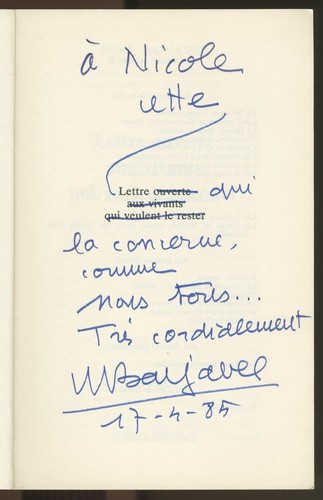 René Barjavel (1911-1985) - Lettre ouverte - Rare envoi / dédicace - 1985 - Picture 2 of 6