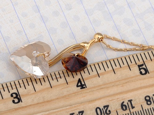 Ali-Market hellpfirsich geräucherter Topas Doppelherzen Frucht Kristall Element Halskette - Bild 3 von 4