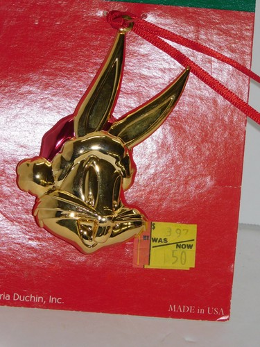 Looney Tunes adorno de Navidad Bugs Bunny de colección dorado 1997 - Imagen 2 de 7