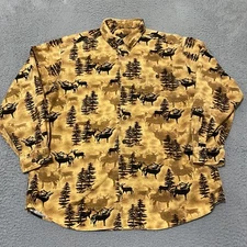 Vintage Woolrich Shirt  Mens L Orange Flannel Buck Dear All Over Print Outdoor