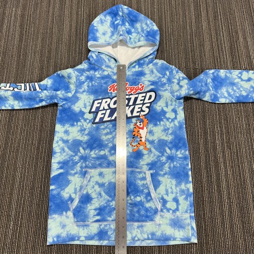 Justice Kelloggs Frosted Flakes Hoodie Sweatshirt Girls Large Blue Tie Dye Retro - Picture 12 of 17