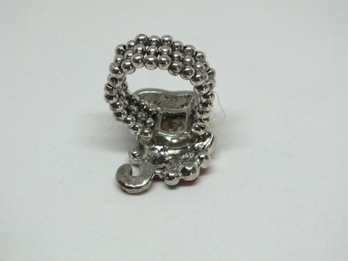 Schöner silberfarbener Cocktail Ring Stretch Weihnachtsstrumpf Strass Emaille - Bild 2 von 2